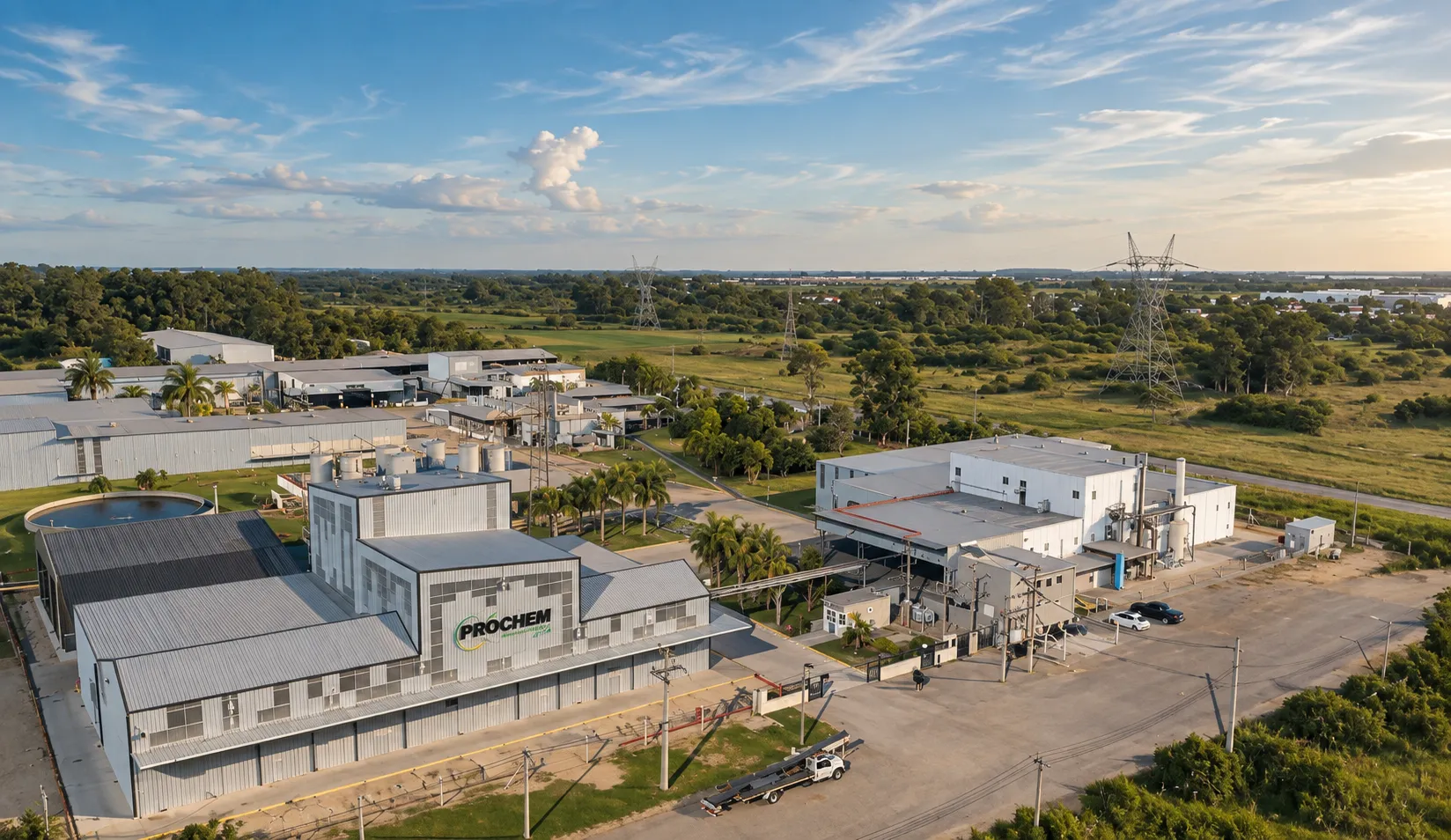 Vista aérea de la planta industrial de Prochem Bio